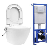 Závěsné WC bezobrubové s podomítkovou nádržkou keramika bílé 3055348