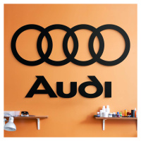 Dřevěné logo a nápis na zeď - Audi