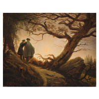 Friedrich, Caspar David - Obrazová reprodukce Two Men in the Consideration of the Moon, (40 x 30