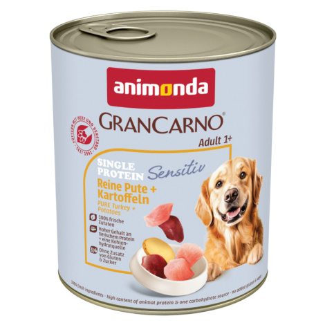 Animonda GranCarno Adult Sensitive 24 × 800 g - výhodné balení - čisté krůtí & brambory