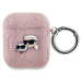 Karl Lagerfeld PU Embossed Karl and Choupette Heads pouzdro AirPods 1/2 růžové