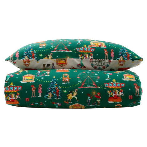 Zelené bavlněné dětské povlečení na dvoulůžko 200x200 cm Christmas Fairground – Belle & Boo
