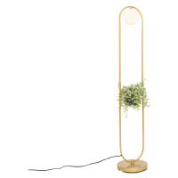 Stojací lampa ve stylu Art Deco zlatá s bílým sklem - Isabella