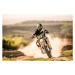 Fotografie Man on dirt bike racing on dirt road in nature., skynesher, 40 × 26.7 cm