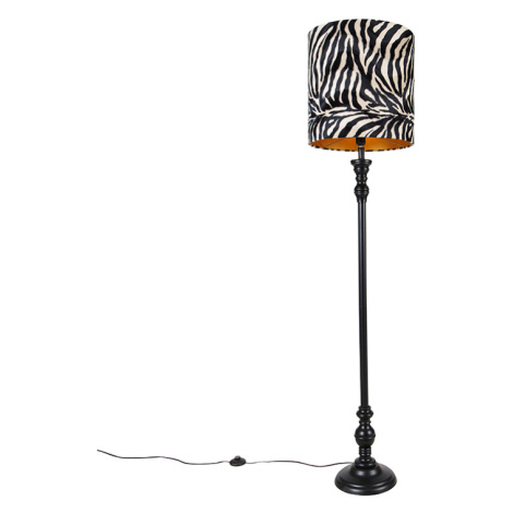 Stojací lampa černá s odstínem zebra design 40 cm - Classico QAZQA