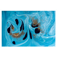 Ilustrace Marbled blue and golden abstract background., anyababii, (40 x 26.7 cm)