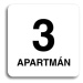 Accept Piktogram "3 apartmán" (80 × 80 mm) (bílá tabulka - černý tisk bez rámečku)
