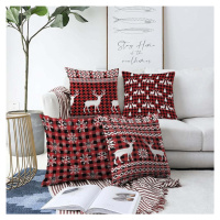 Sada 4 vánočních žinylkových povlaků na polštář Minimalist Cushion Covers Tartan, 55 x 55 cm