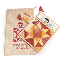 Dřevěná mozaika Patchwork Quilt Puzzle Tender Leaf Toys hnědé trojúhelníky 32 dílů 4 barvy