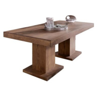 DELIFE Jídelní stůl Indra hnědá akácie stůl 200 × 100 cm masivní dřevěná podnož
