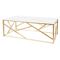Konferenční stolek ISCODO 5 bílý mramor/zlatá