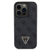 Guess PU 4G Strass Triangle Metal Logo kryt iPhone 15 Pro černý