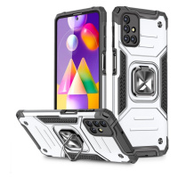 Wozinsky Ring Armor pancéřový hybridní kryt + magnetický držák Samsung Galaxy M31s stříbrný