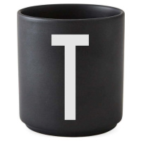 Černý porcelánový hrnek Design Letters Alphabet T, 250 ml