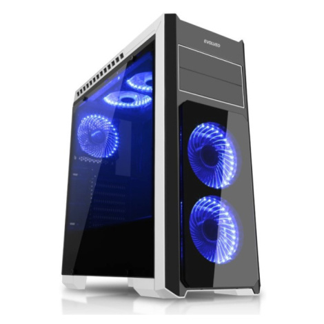 EVOLVEO Ray 4, case full ATX midi tower, 5x 120mm, 2x USB2.0, 1x USB3.0, tvrzené sklo černo modr