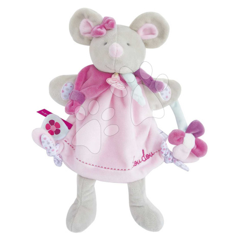 Plyšová myška na loutkové divadlo Mouse Hand Puppet Doudou et Compagnie růžová 28 cm od 0 měsíců