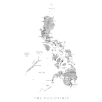 Mapa Map of the Philippines in gray watercolor, Blursbyai, 26.7 × 40 cm