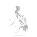 Mapa Map of the Philippines in gray watercolor, Blursbyai, 26.7 × 40 cm