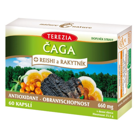 TEREZIA Čaga + Reishi a Rakytník 60 kapslí TEREZIA COMPANY