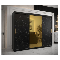 Šatní skříň Abi Golden T1 Barva korpusu: Černá, Rozměry: 250 cm, Dveře: Černý Marmur + zlaté zrc