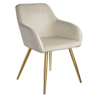 tectake 403650 židle marilyn sametový vzhled zlatá - krémová/zlatá - krémová/zlatá