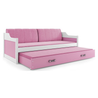 BMS Dětská postel s přistýlkou DAWID | bílá 90 x 200 cm Barva: Růžová