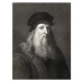 Fotografie Leonardo da Vinci  engraving), English School,, 30 × 40 cm