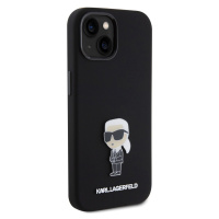 Zadní kryt Karl Lagerfeld Liquid Silicone Metal Ikonik pro Apple iPhone 15, černá