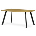 Jídelní stůl 140x85x75 cm, deska melamin, 3D dekor divoký dub, kovové nohy, černý mat