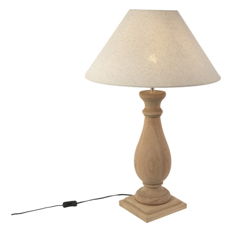 Venkovská stolní lampa s plátěným odstínem béžová 55 cm - Lopuch QAZQA