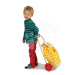 Nákupní vozík z textilu Shopping Trolley Yellow Tender Leaf Toys s dřevěnou konstrukcí