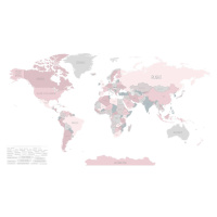 Yokodesign Tapeta Mapa světa růžová Délka: 300 cm