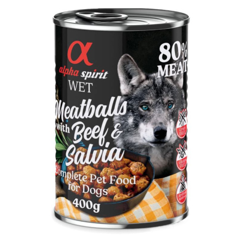Alpha spirit Dog Meatballs 6 × 400 g - hovězí se šalvějí