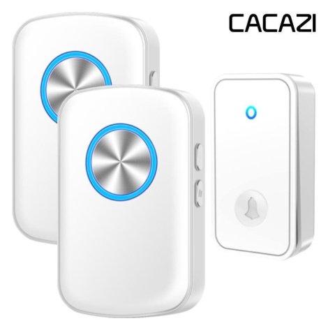 CACAZI FA28 Bezdrátový bezbateriový zvonek – 2× přijímač + 1× tlačítko - bílý