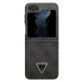 Zadní kryt Guess Leather Triangle Case pro Samsung Galaxy Z Flip5, šedá