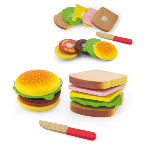 Viga Toys Dřevěný hamburger a sendvič Viga