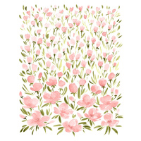 Ilustrace Field of pink watercolor flowers, Blursbyai, 30 × 40 cm