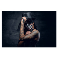 Fotografie A woman with painted skull face., FXQuadro, 40 × 26.7 cm