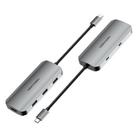 Vention 6-in-1 USB-C to HDMI / USB-C / USB 3.0 x 3 / PD Docking Station 0.15M Gray Aluminum