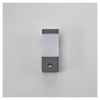 Lucande Venkovní nástěnné svítidlo Lucande Kiran, senzor, šedá, hliník, 24,3 cm