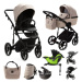 ADAMEX - Kočárek kombinovaný Mobi New Lux Beige + KIDDY Evoluna i-size 2 + základna