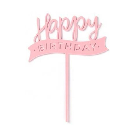 Zápich na dort šťastné narozeniny růžový - Tasty Me