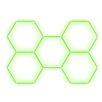 Escape6 Kompletní LED hexagonové svítidlo zelené, rozměr 5 elementů 238 × 168 cm