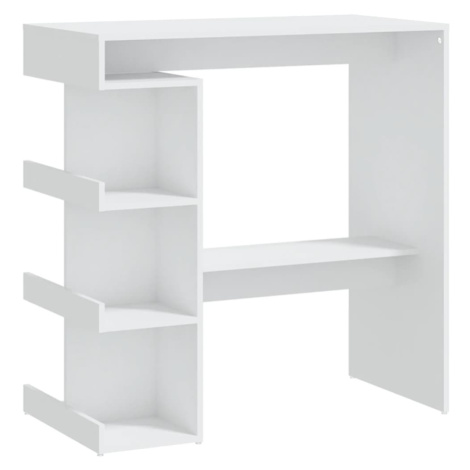 vidaXL Barový stůl s úložným regálem bílý 100 x 50 x 101,5 cm kompozit