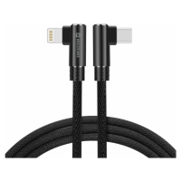 SWISSTEN datový kabel Arcade USB-C - Lightning, M/M, 3A, zahnutý konektor 90°, opletený, 1.2m, č