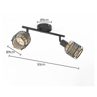 Lindby Lindby Eudoria stropní bodovka 2zdroje černá/zlatá