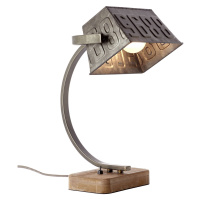 Brilliant Kovová stolní lampa Drake s dřevěnou nohou