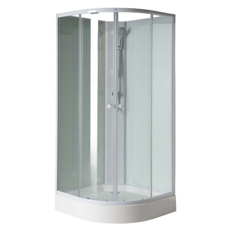 AIGO čtvrtkruhový sprchový box 900x900x2060 mm, bílý profil, čiré sklo YB93 AQUALINE