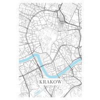 Mapa Krakov white, (26.7 x 40 cm)