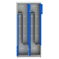 Šatní Z-skříň, v x š x h 1800 x 800 x 500 mm, 4 oddíly, světlá šedá / světlá modrá
